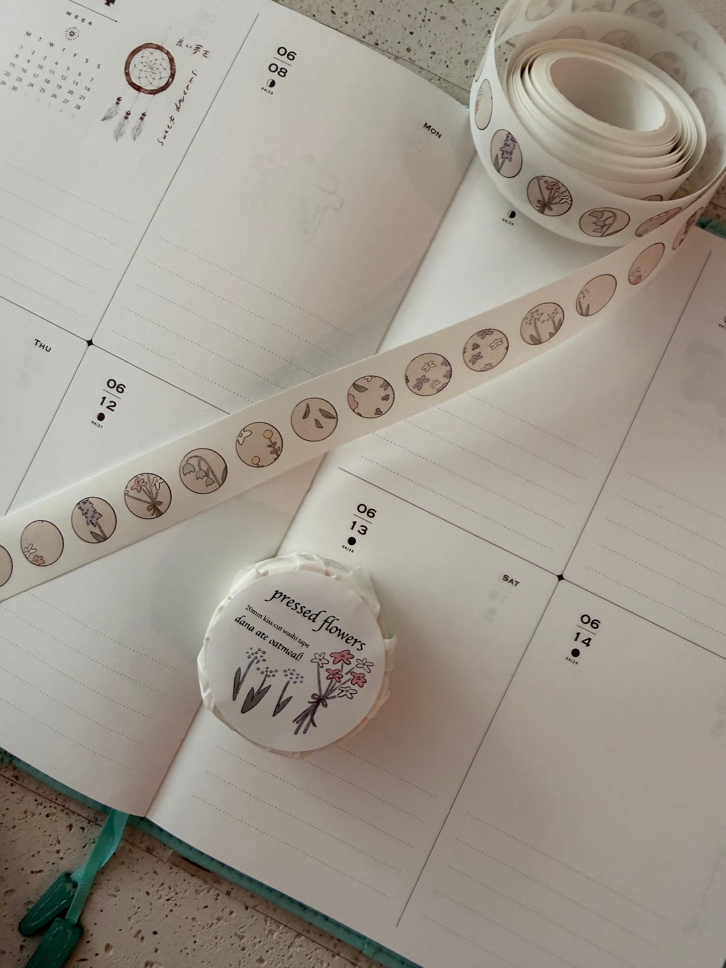 pressed flowers kiss cut washi tape