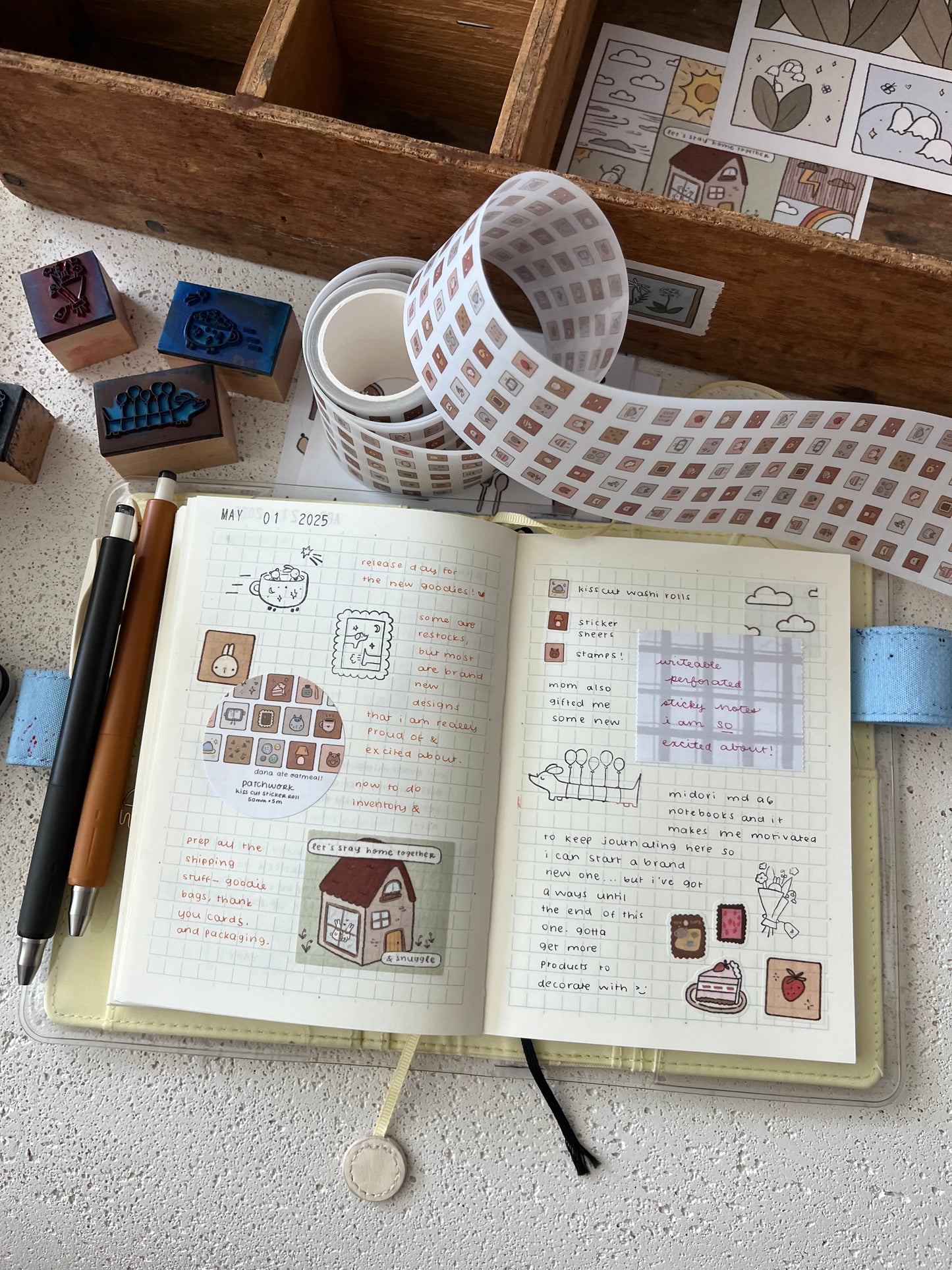 patchwork kiss cut sticker roll