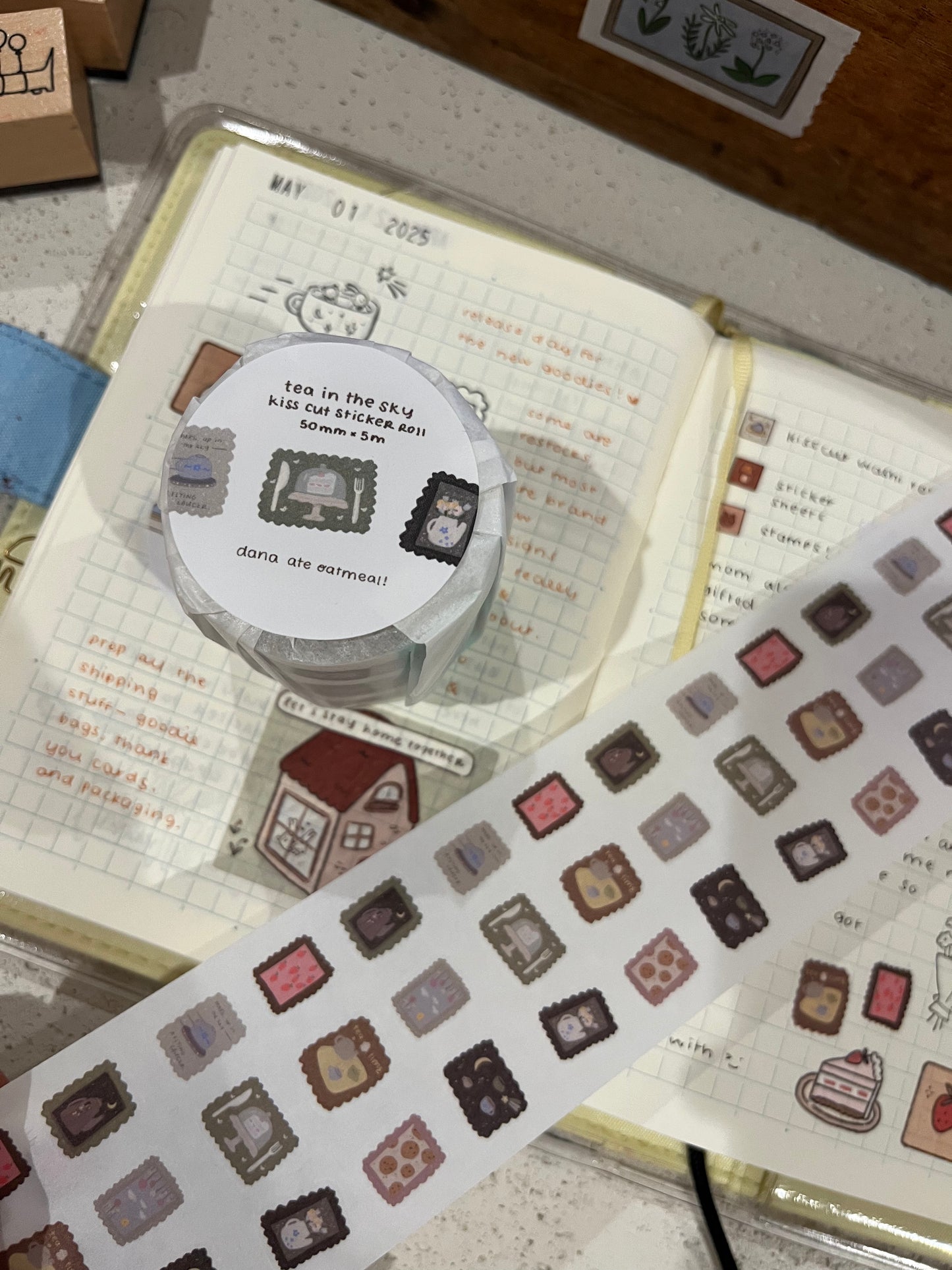 tea in the sky kiss cut sticker roll