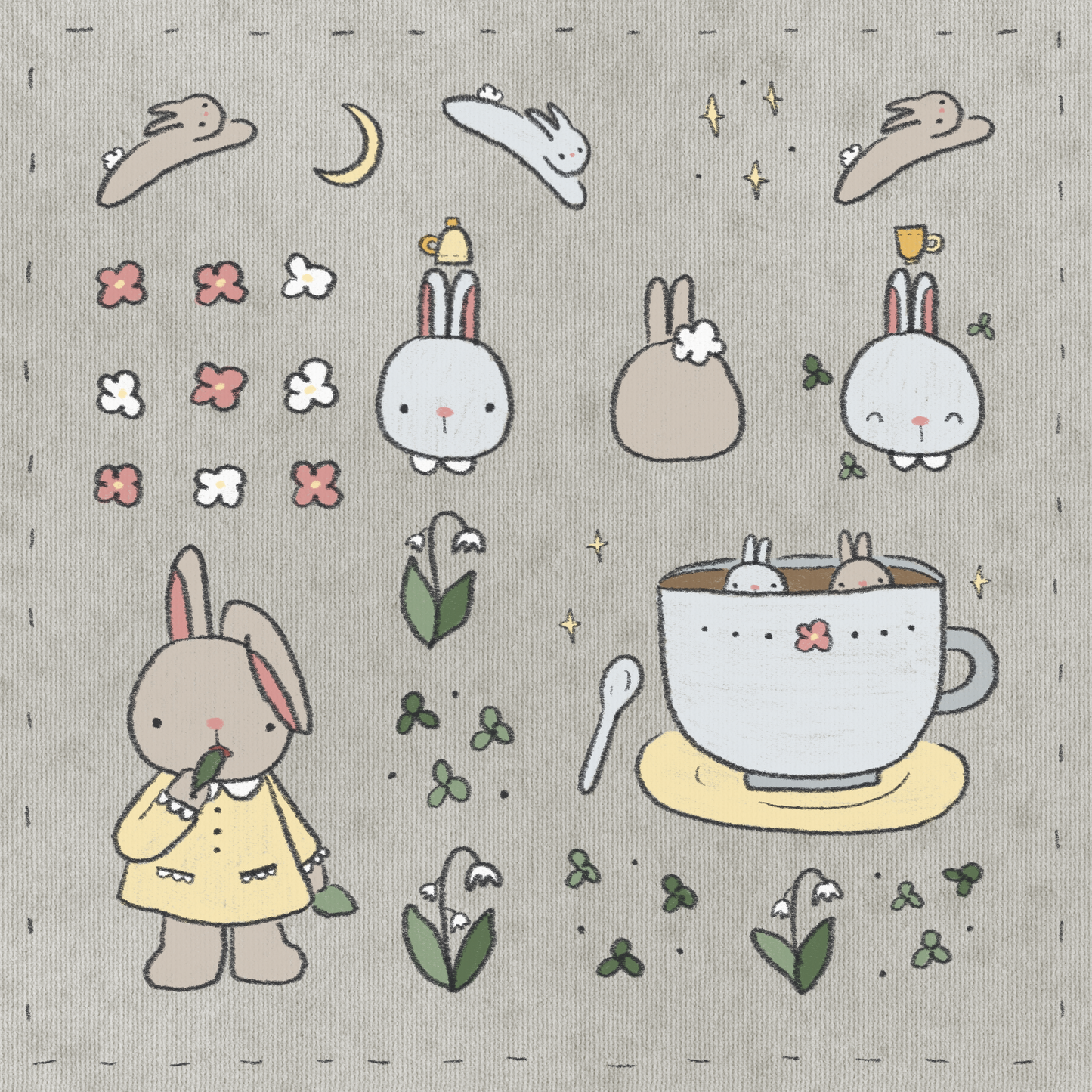 bunny washi sticker sheet