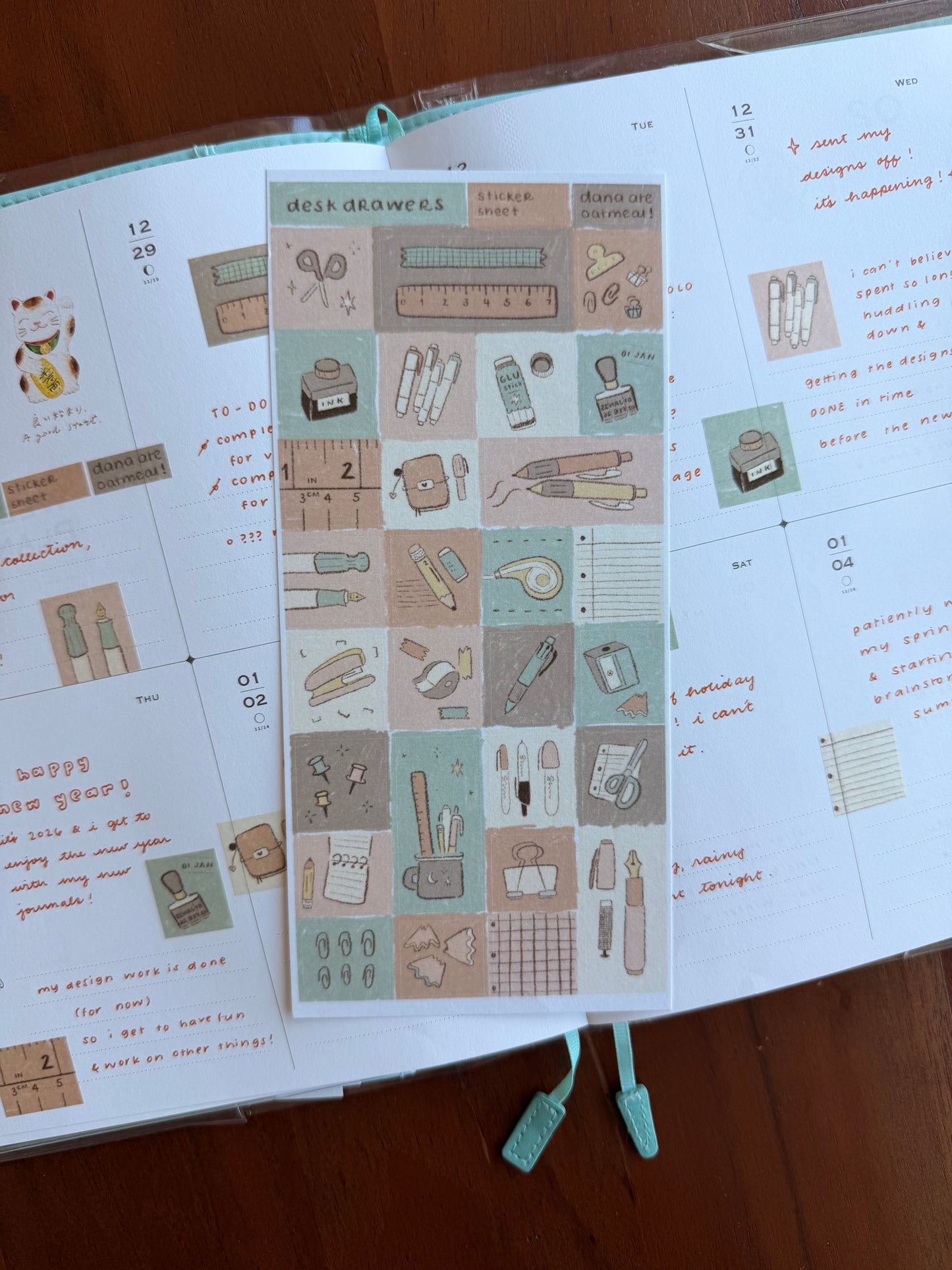 desk drawers sticker sheet