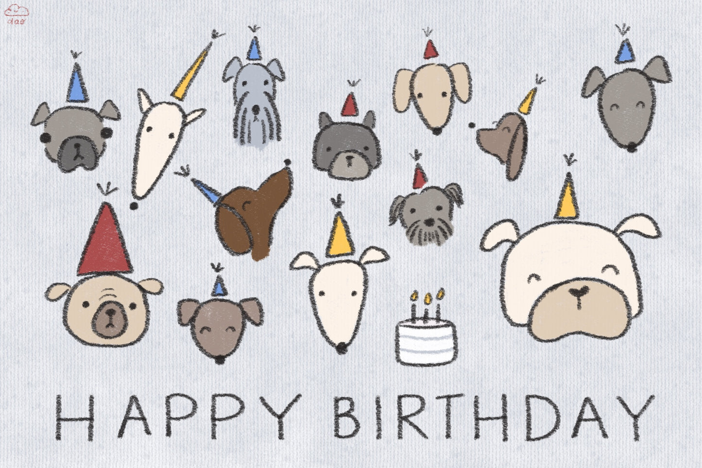 happy birthday party dogs postcard