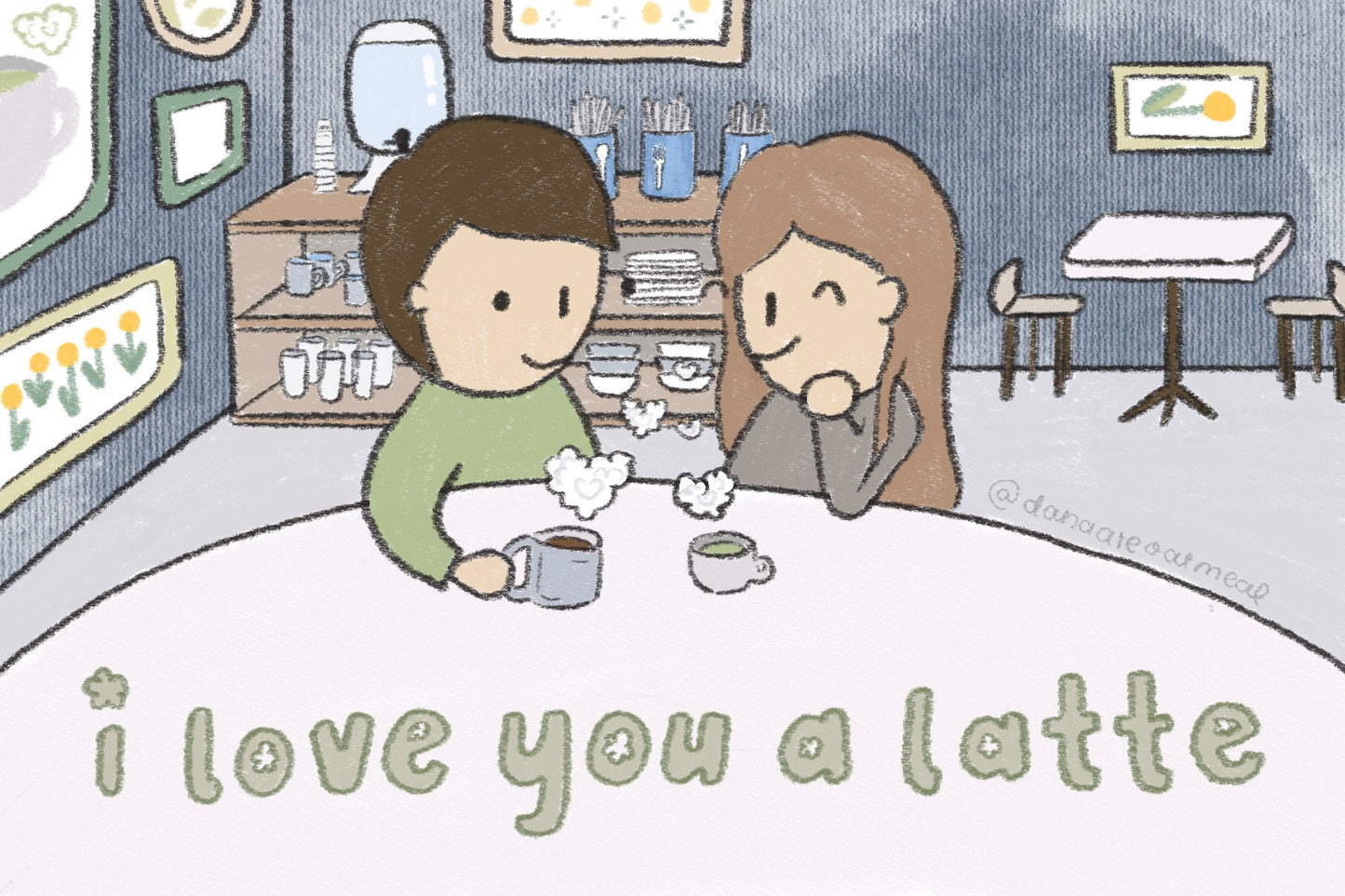 love you a latte postcard