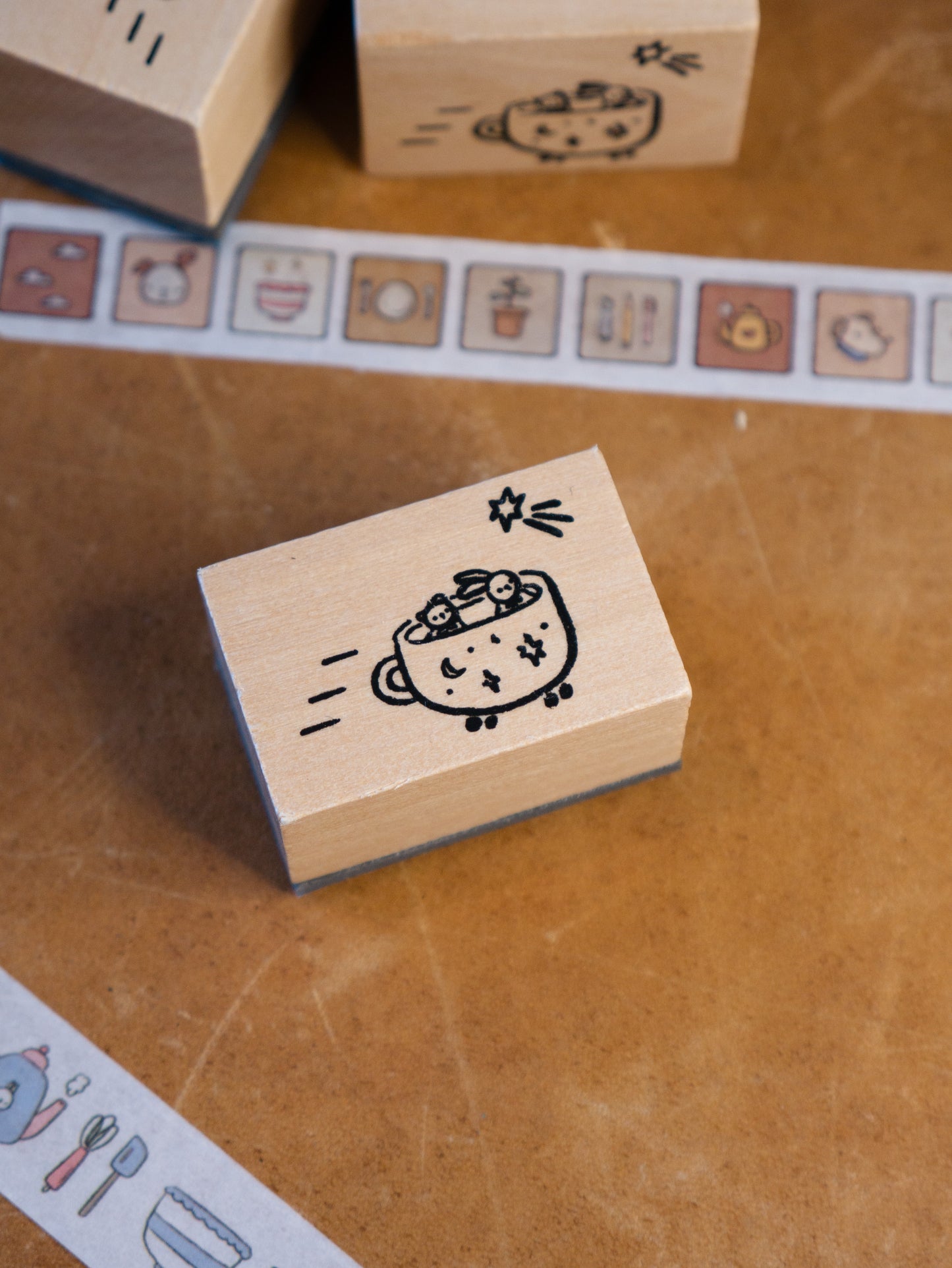 cup car wooden stamp