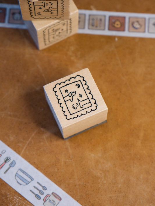farting dog wooden stamp