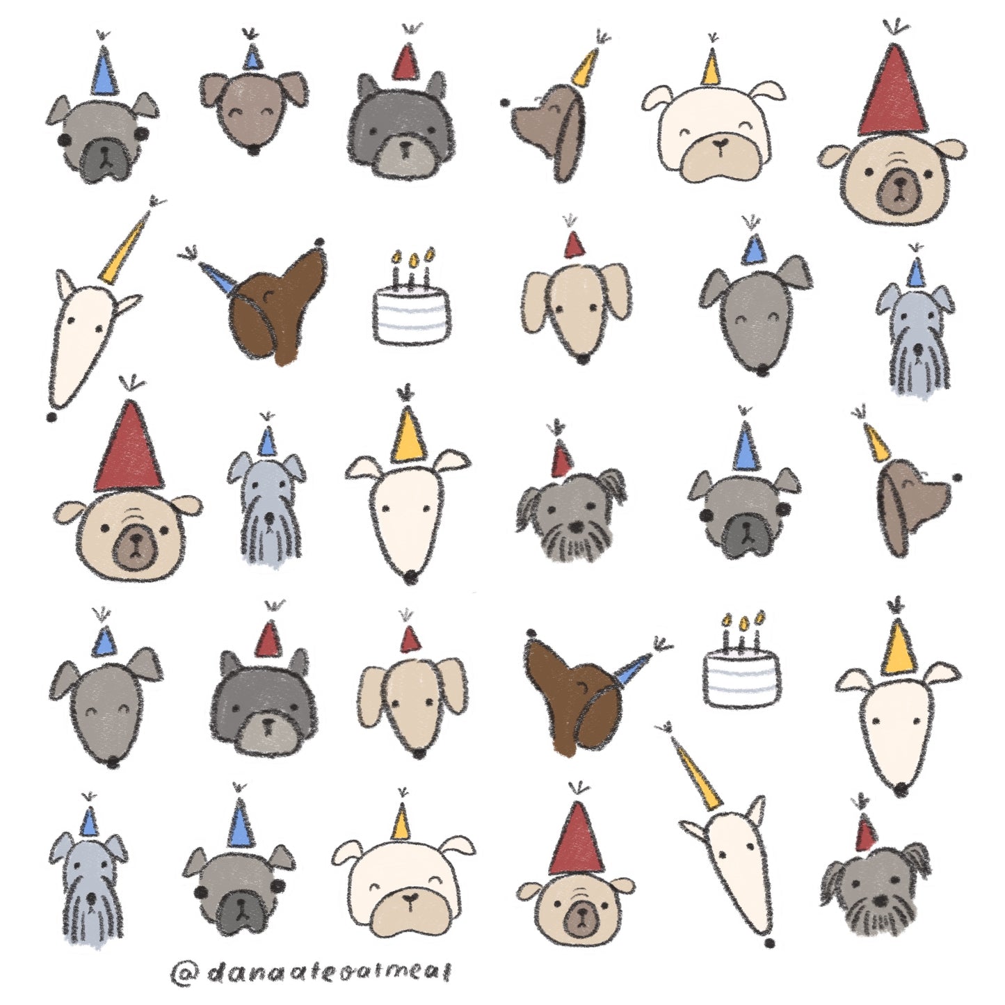 party dogs sticker sheet