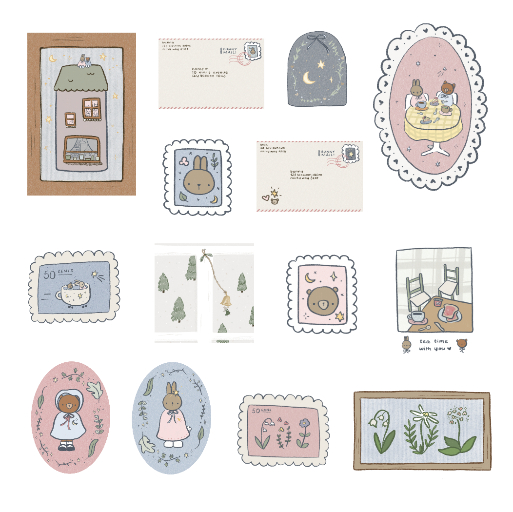 bunny and bear sticker sheet