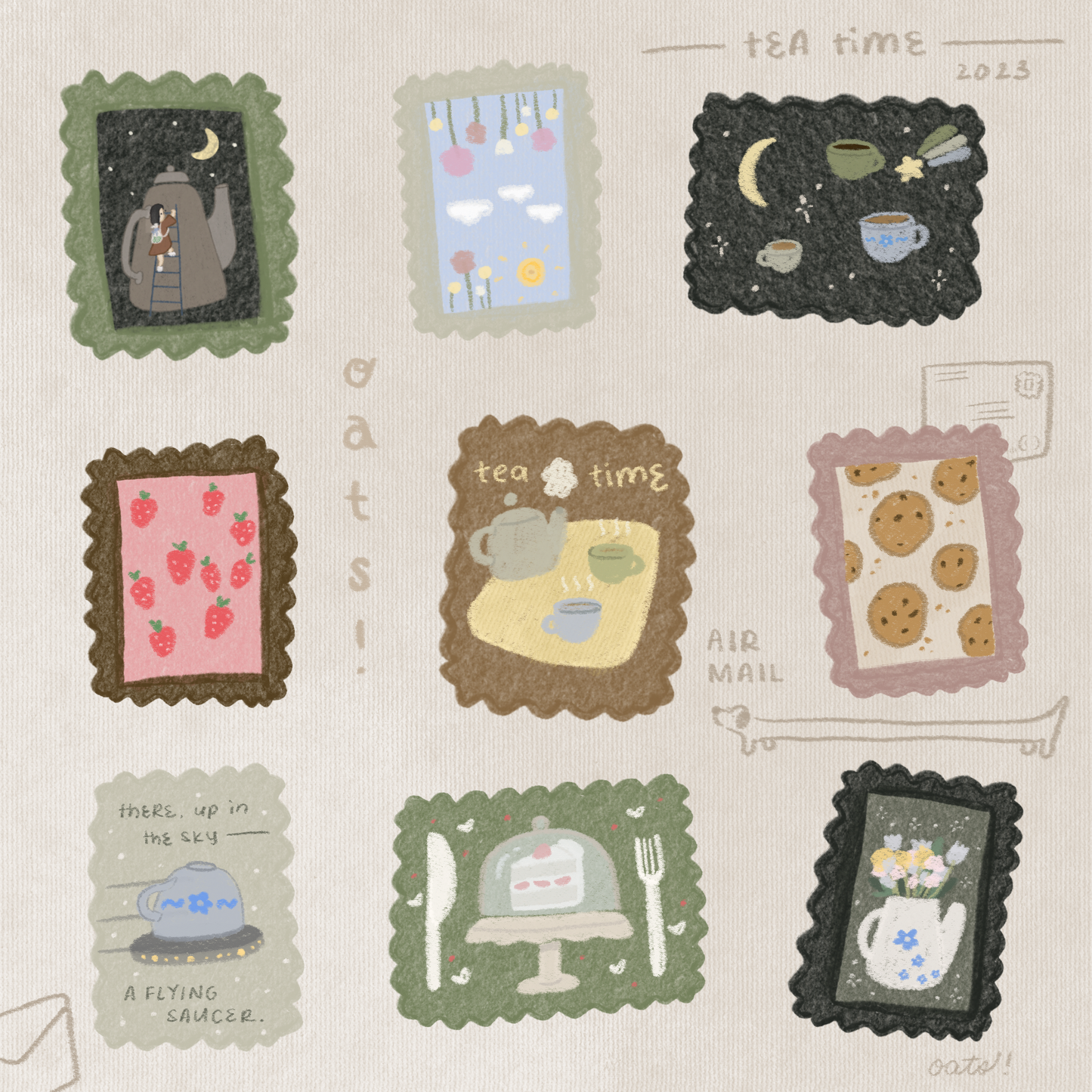 tea in the sky kiss cut sticker roll