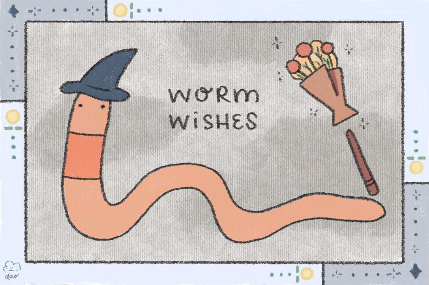worm wishes postcard