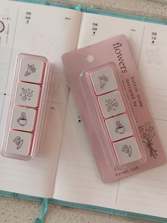 flowers button stamp
