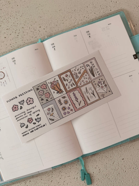 flower pressing washi sticker sheet