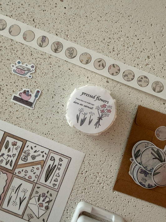 pressed flowers kiss cut washi tape