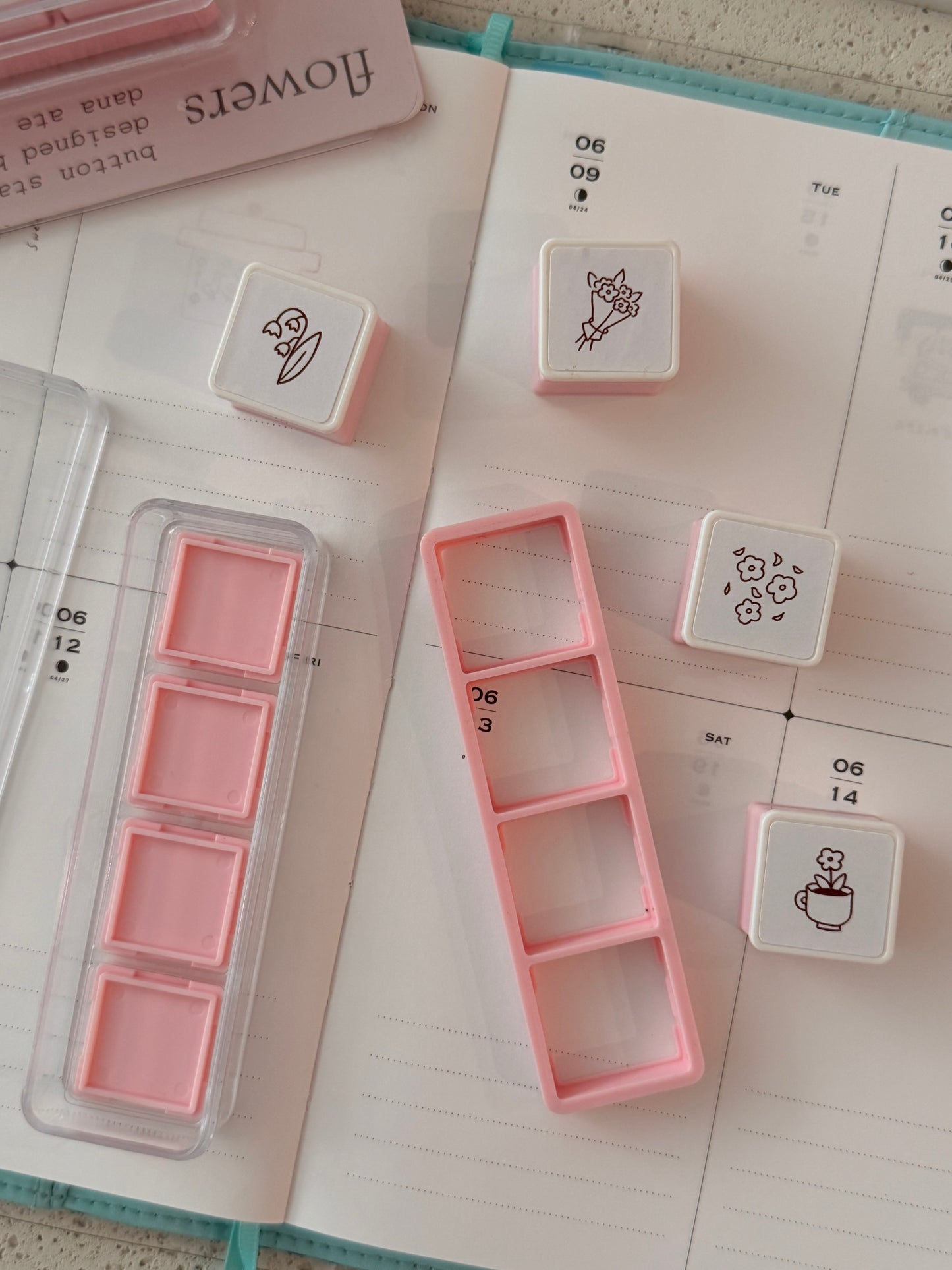 flowers button stamp