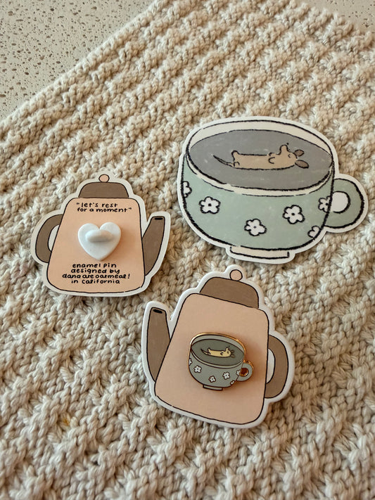 "let's rest for a moment" enamel pin