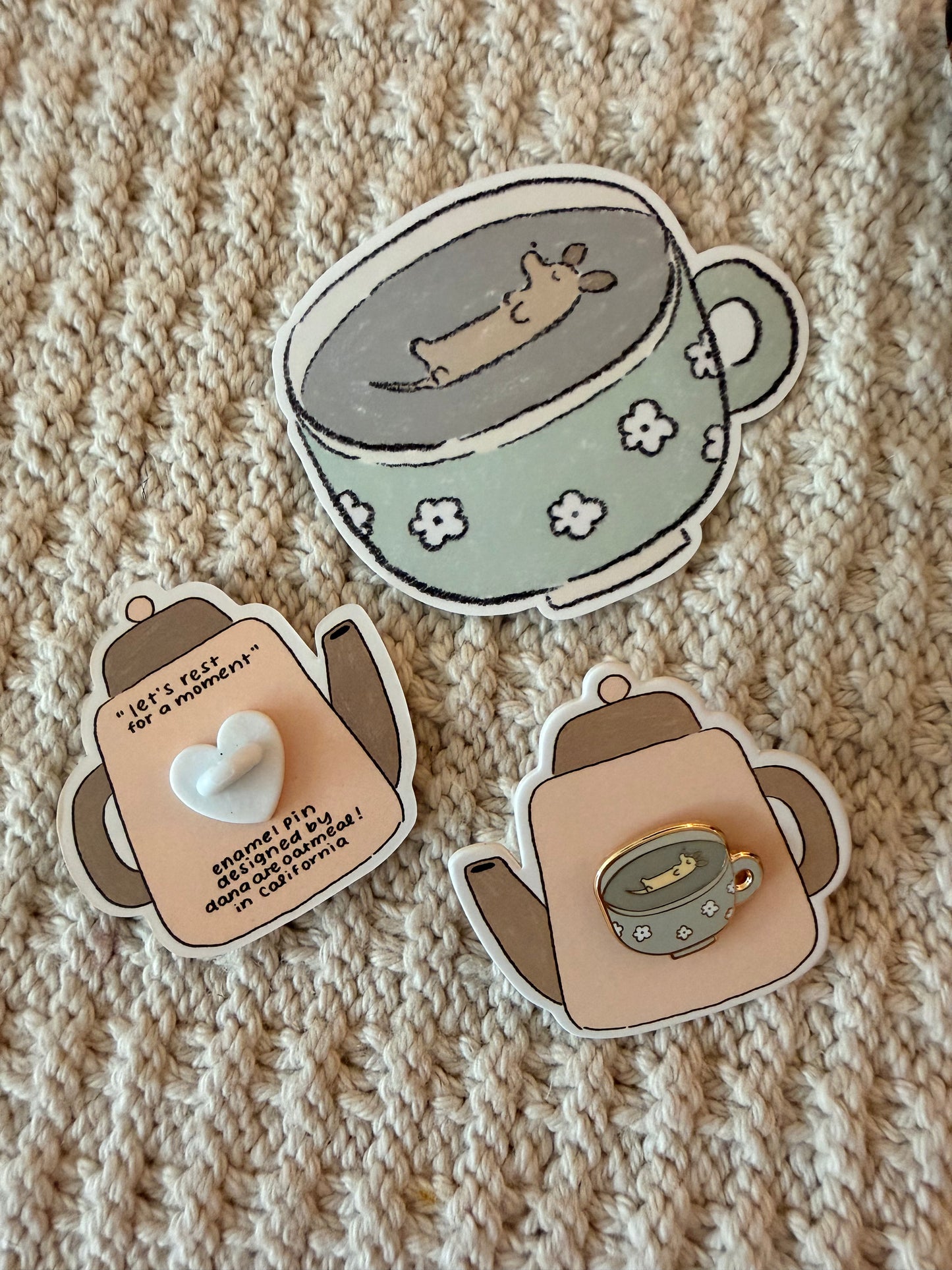 "let's rest for a moment" enamel pin