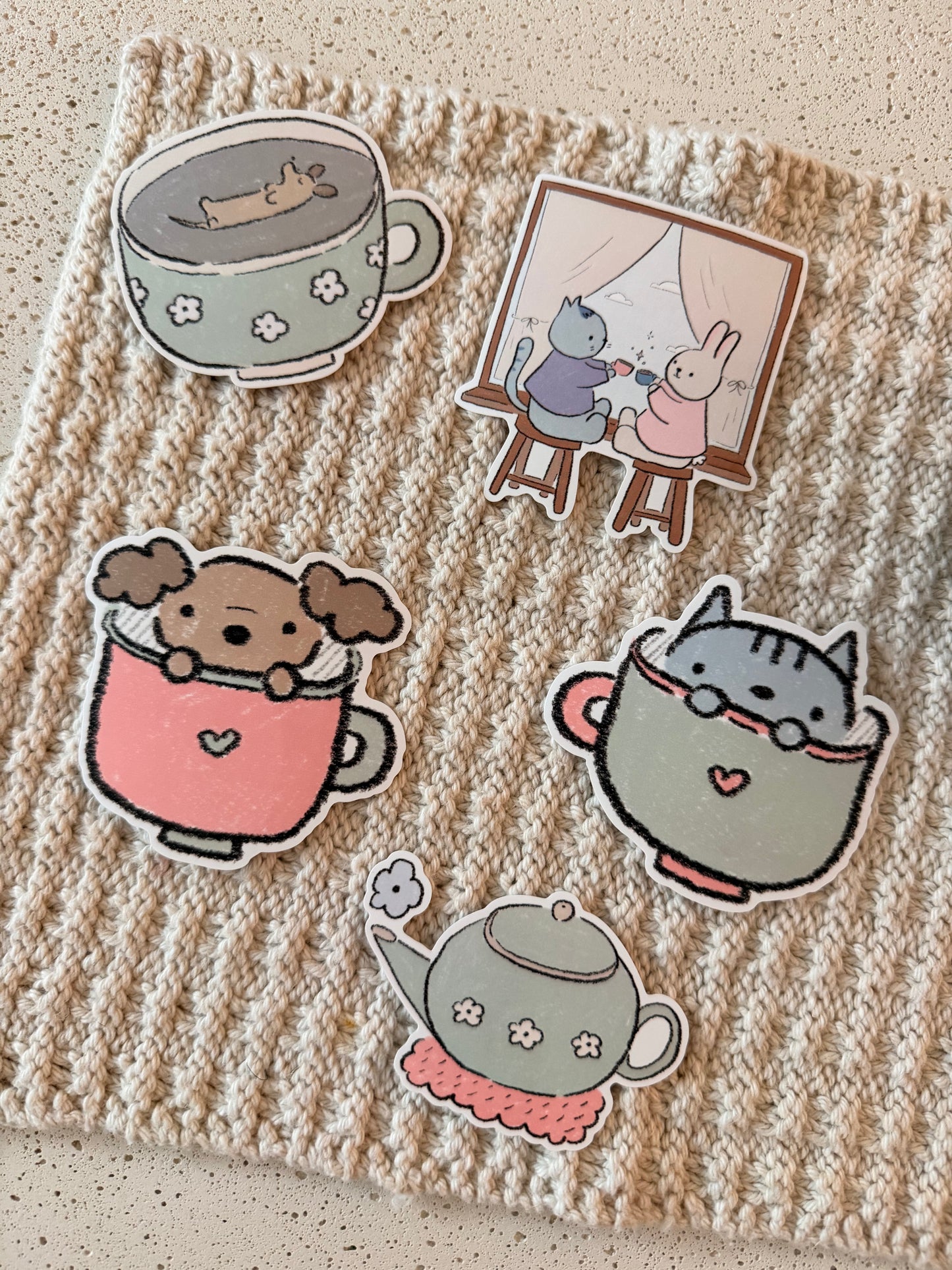 cat cup vinyl sticker