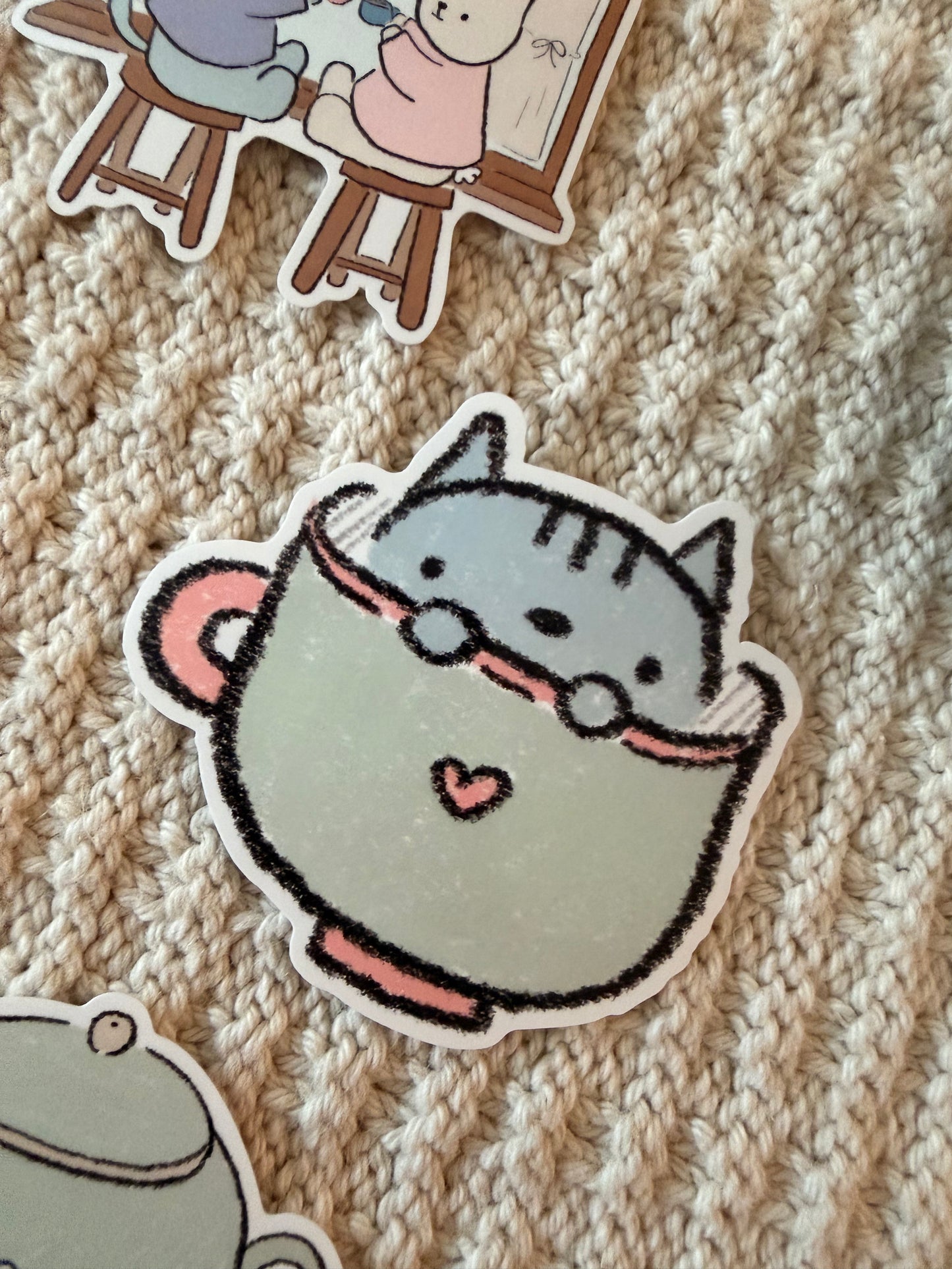 cat cup vinyl sticker