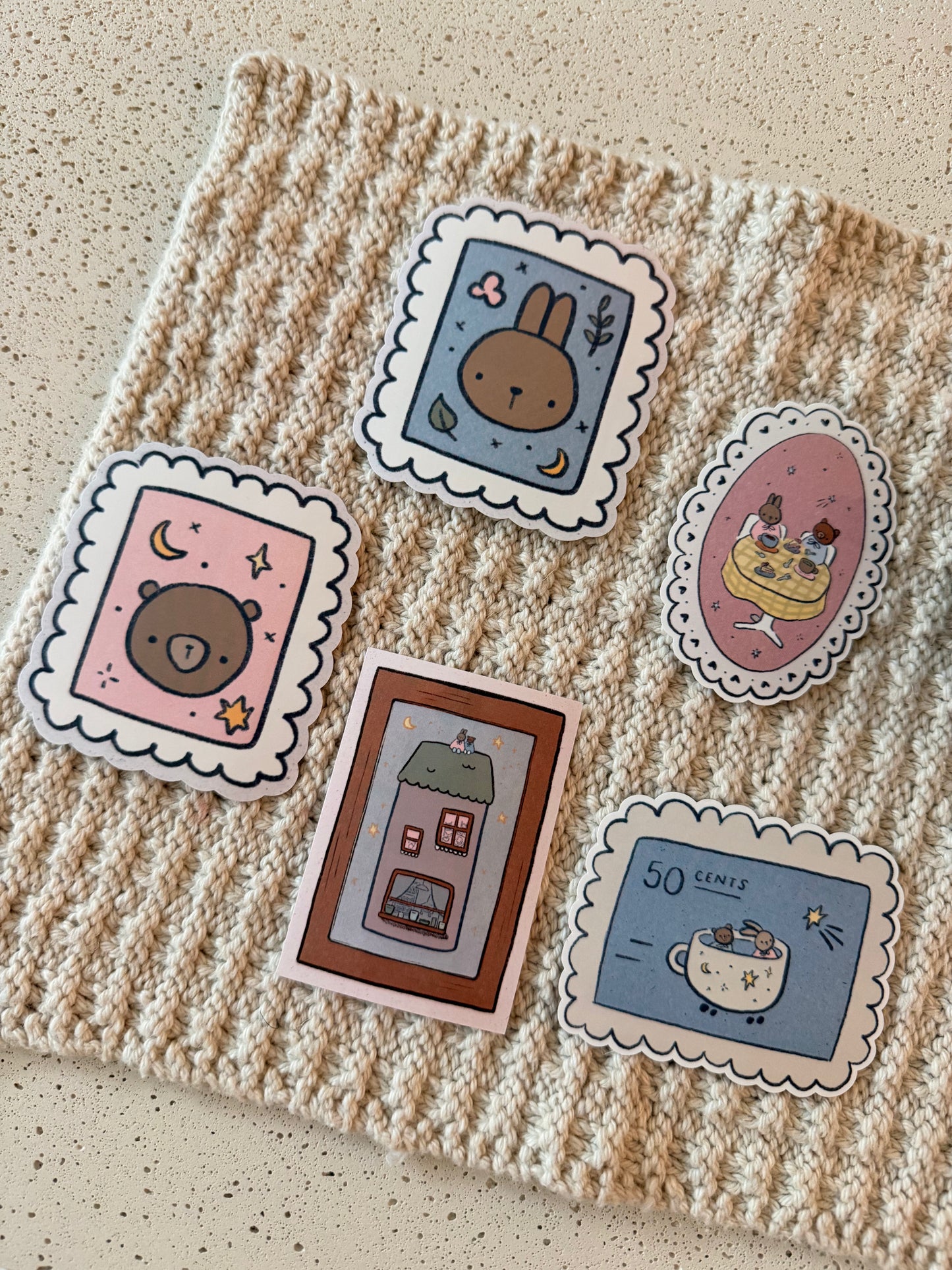 cup car postage stamp vinyl sticker