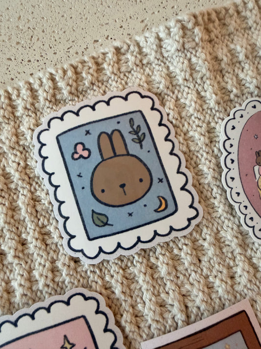 bunny postage stamp vinyl sticker