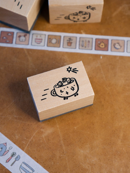 cup car wooden stamp