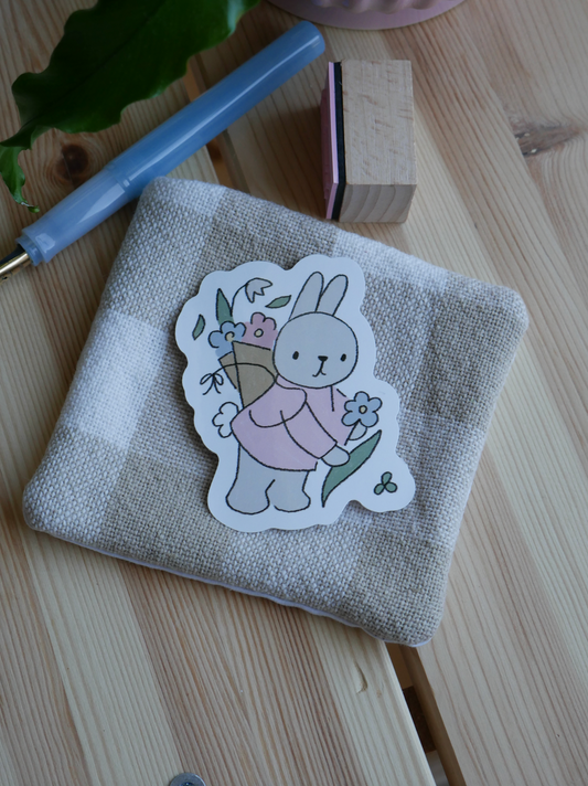 collecting flowers vinyl sticker