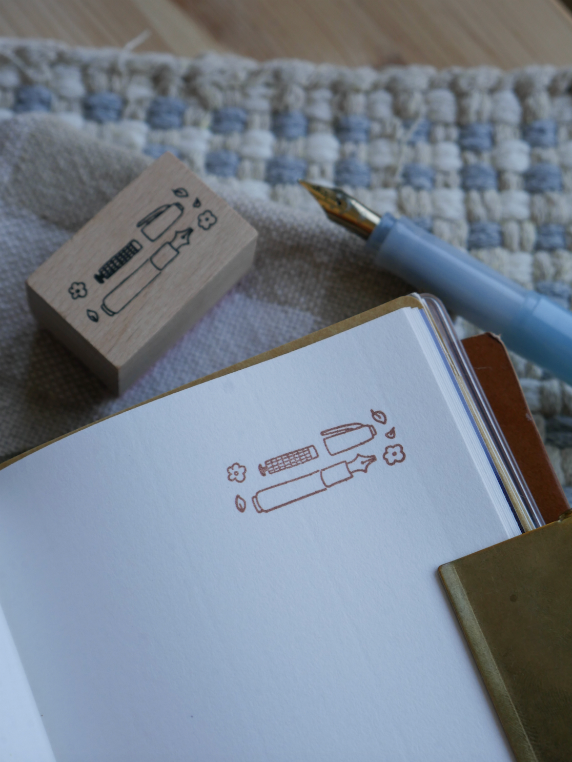 fountain pen wooden stamp