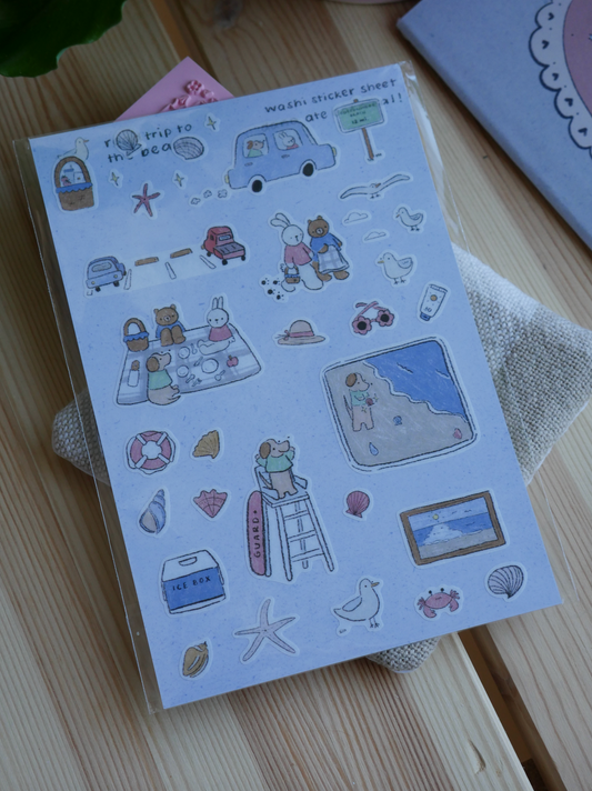 roadtrip to the beach washi sticker sheet